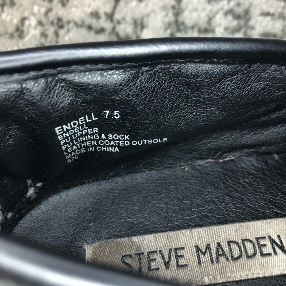 Steve Madden Black Endell Quilted Slip On Shoes Size 7.5